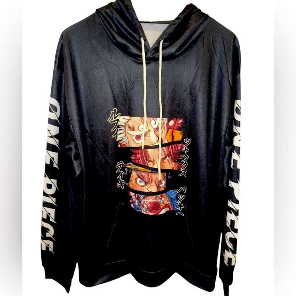 “ONE PIECE” Anime Luffy “Slice” Pullover Drawstrg Hoodie & Bracelet - NWT